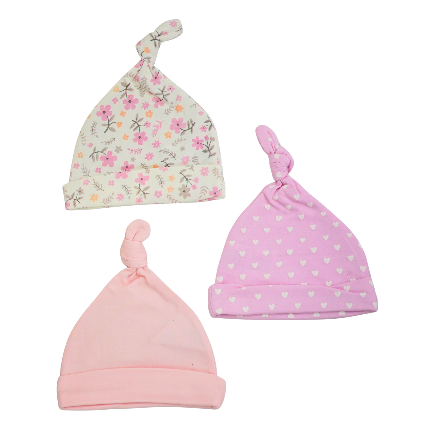Baby Caps Set PK-3 Flowers Pink