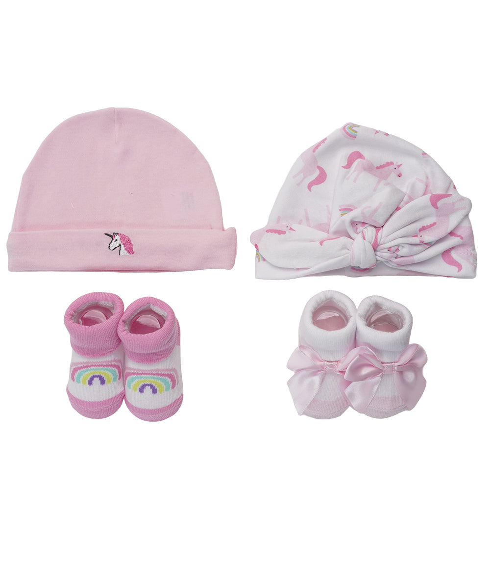 Baby Girl Cap & Booties PK-4 Rainbow