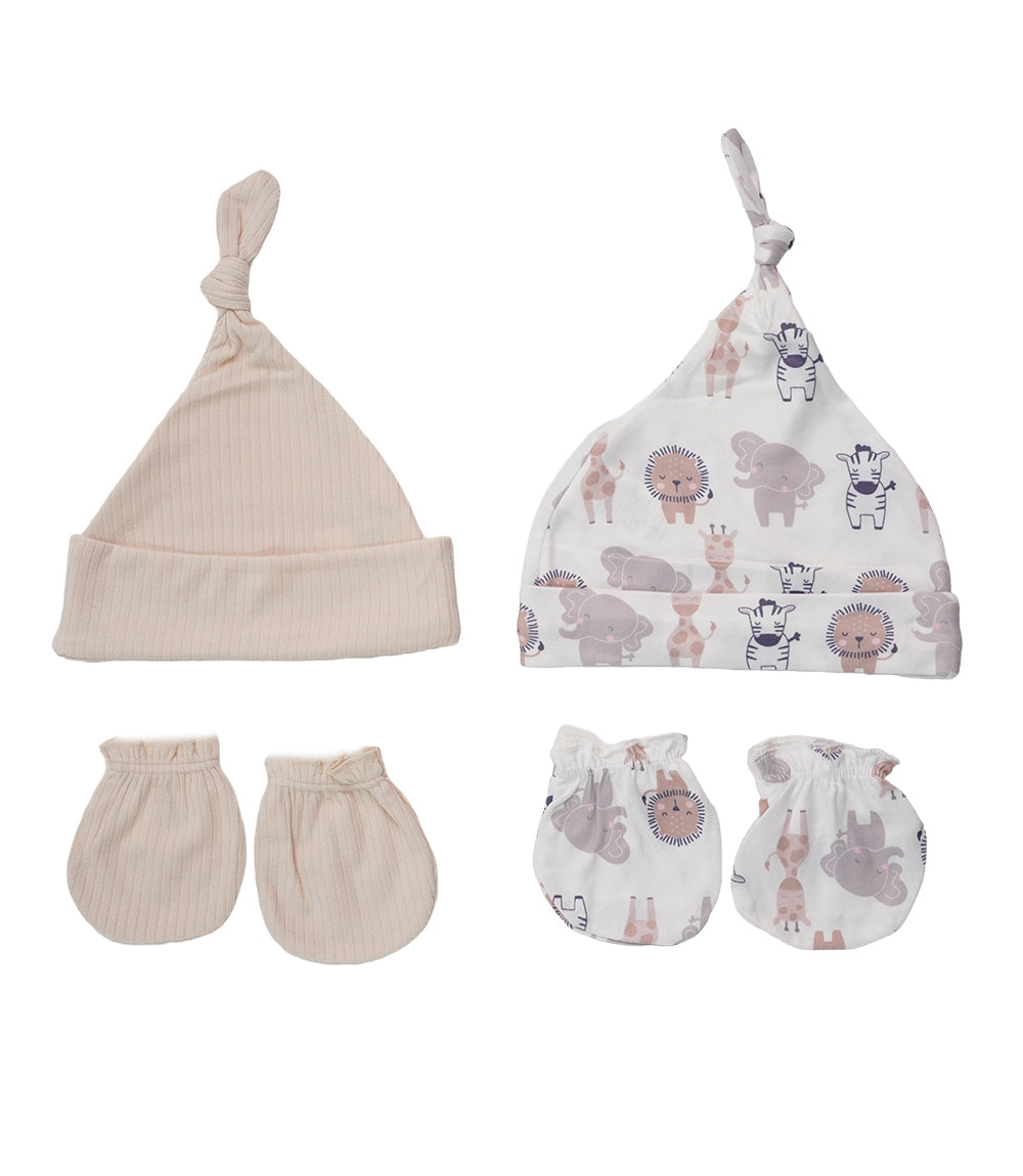 Baby Boy Cap & Mitten Set PK-4