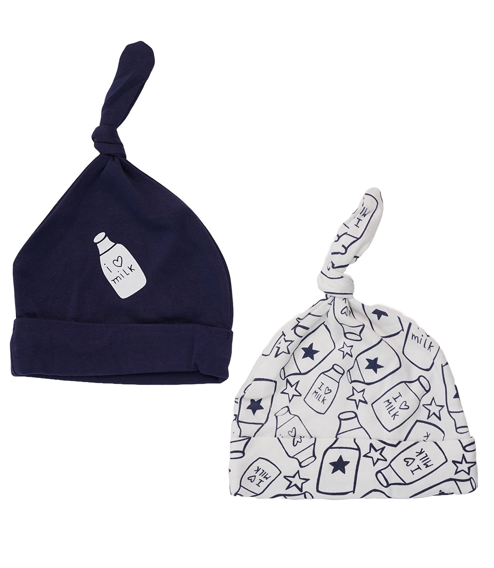 Baby Boy Cap Set PK-2 I Love Milk